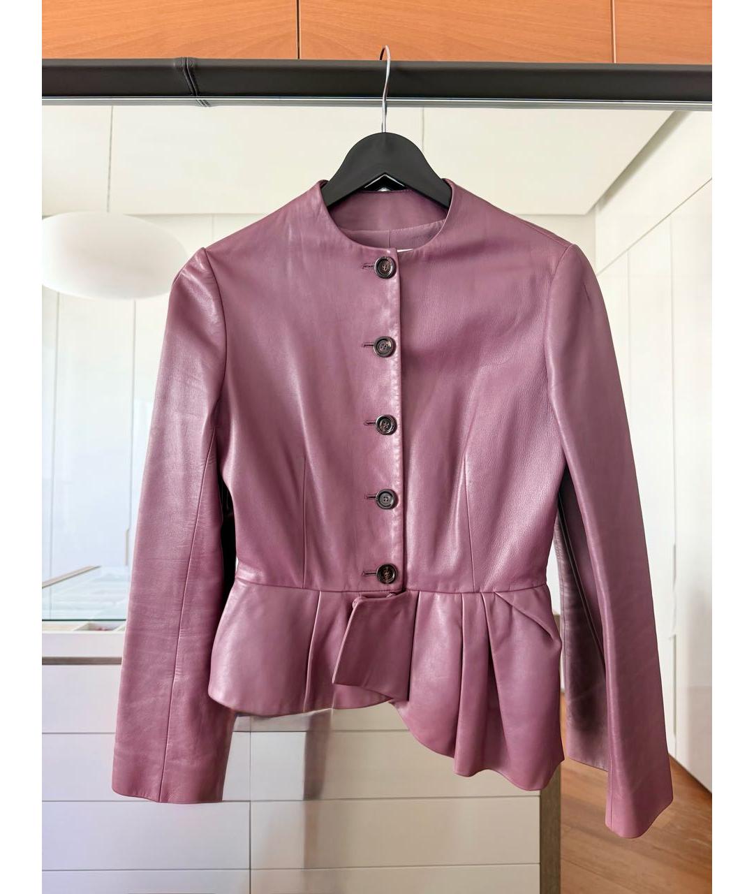 CHRISTIAN DIOR Фиолетовый кожаный жакет/пиджак, фото 5