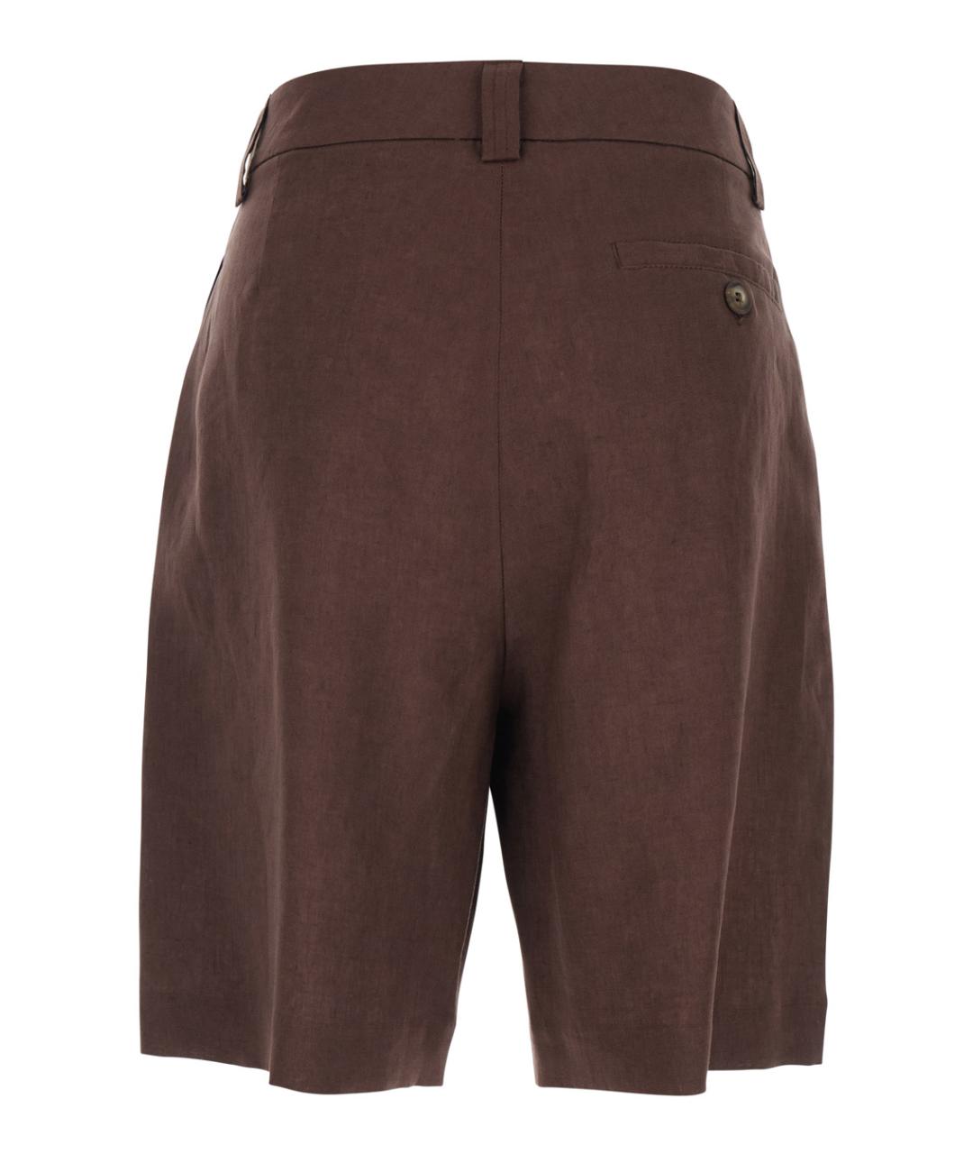 PLAIN Коричневые льняные шорты, фото 2