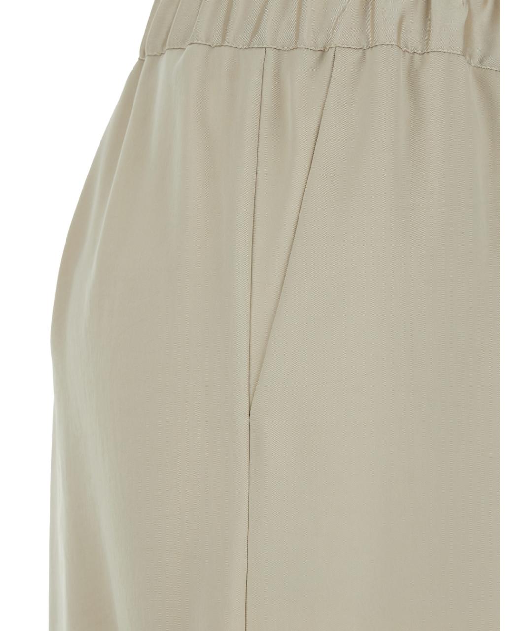 P.A.R.O.S.H. Бежевые полиэстеровые прямые брюки, фото 3