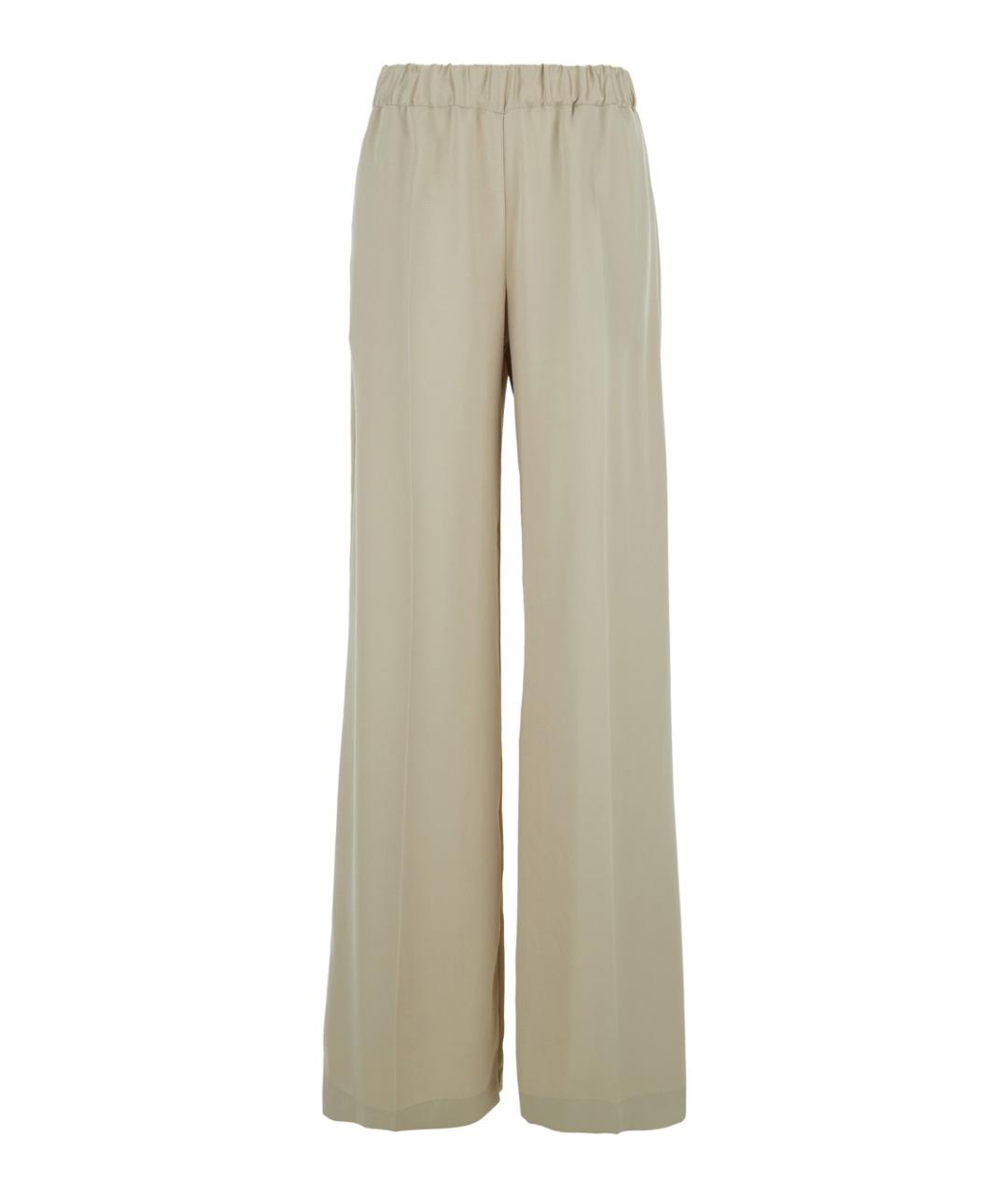 P.A.R.O.S.H. Бежевые полиэстеровые прямые брюки, фото 1