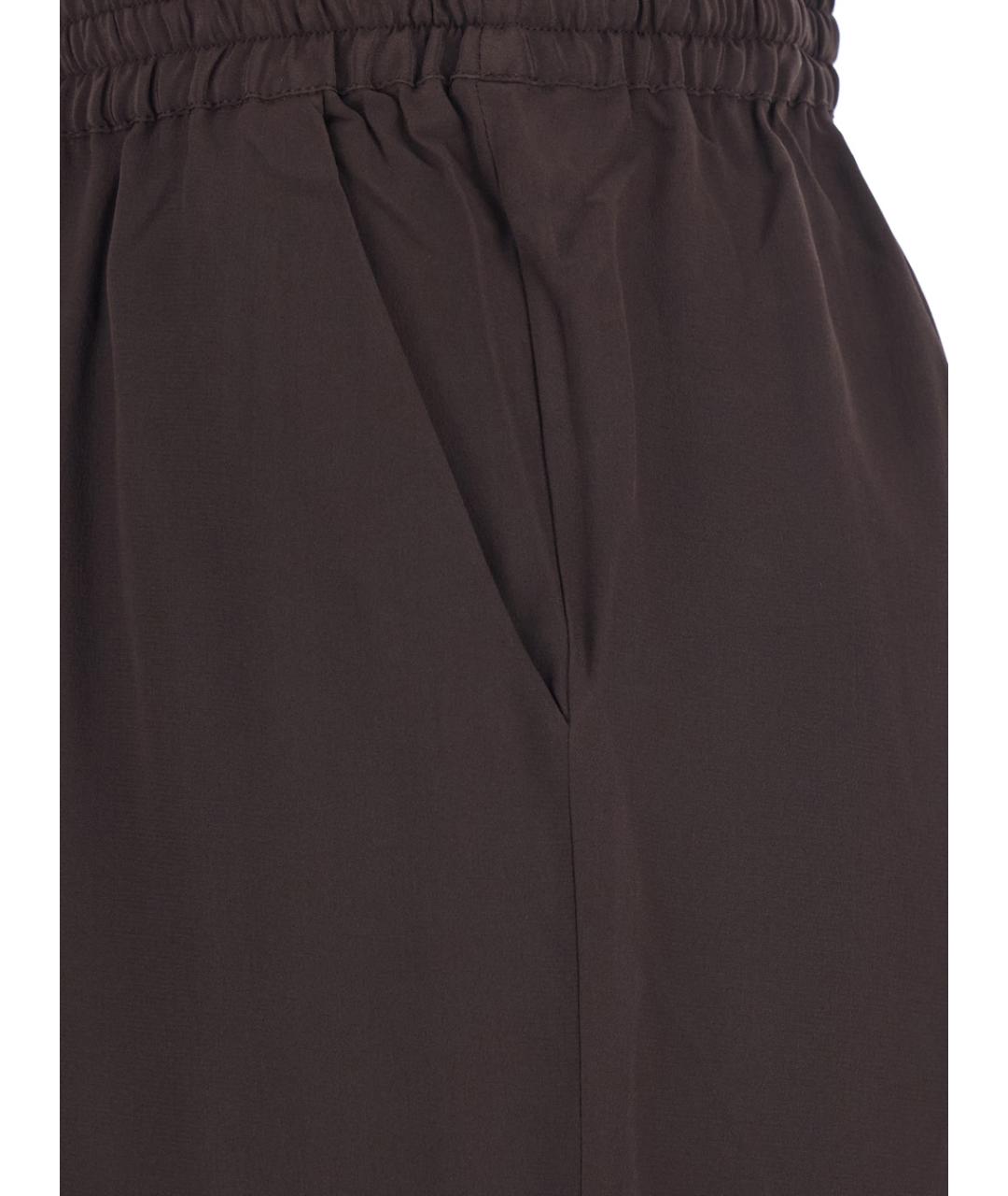 P.A.R.O.S.H. Коричневые шелковые прямые брюки, фото 3