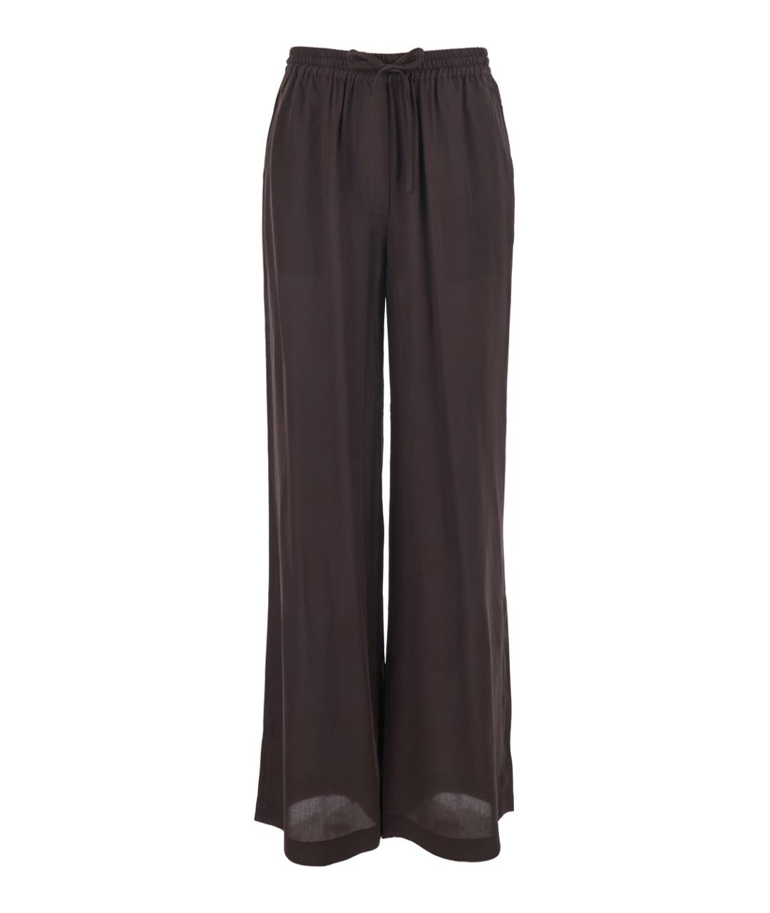 P.A.R.O.S.H. Коричневые шелковые прямые брюки, фото 1