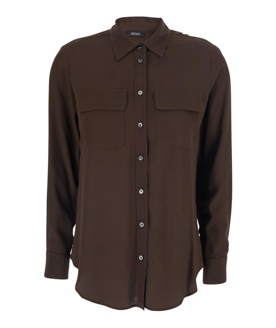 PLAIN Коричневая ацетатная рубашка, фото 1