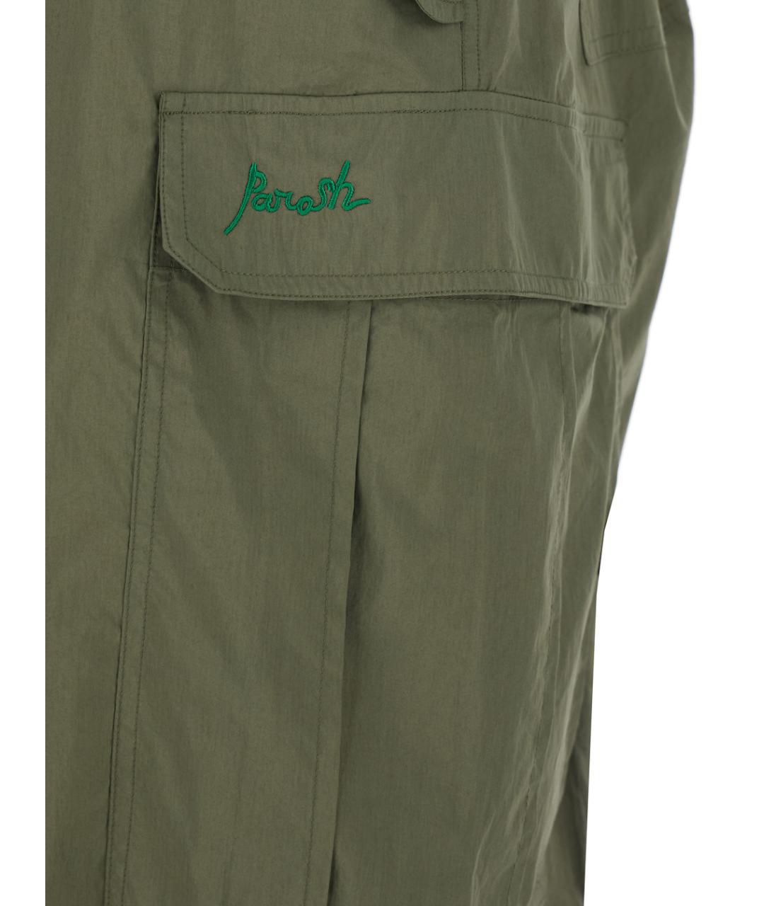 P.A.R.O.S.H. Зеленые полиамидовые прямые брюки, фото 3