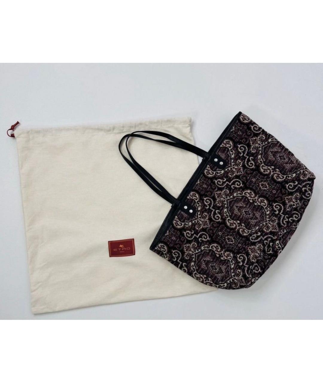 ETRO Черная кожаная сумка тоут, фото 8