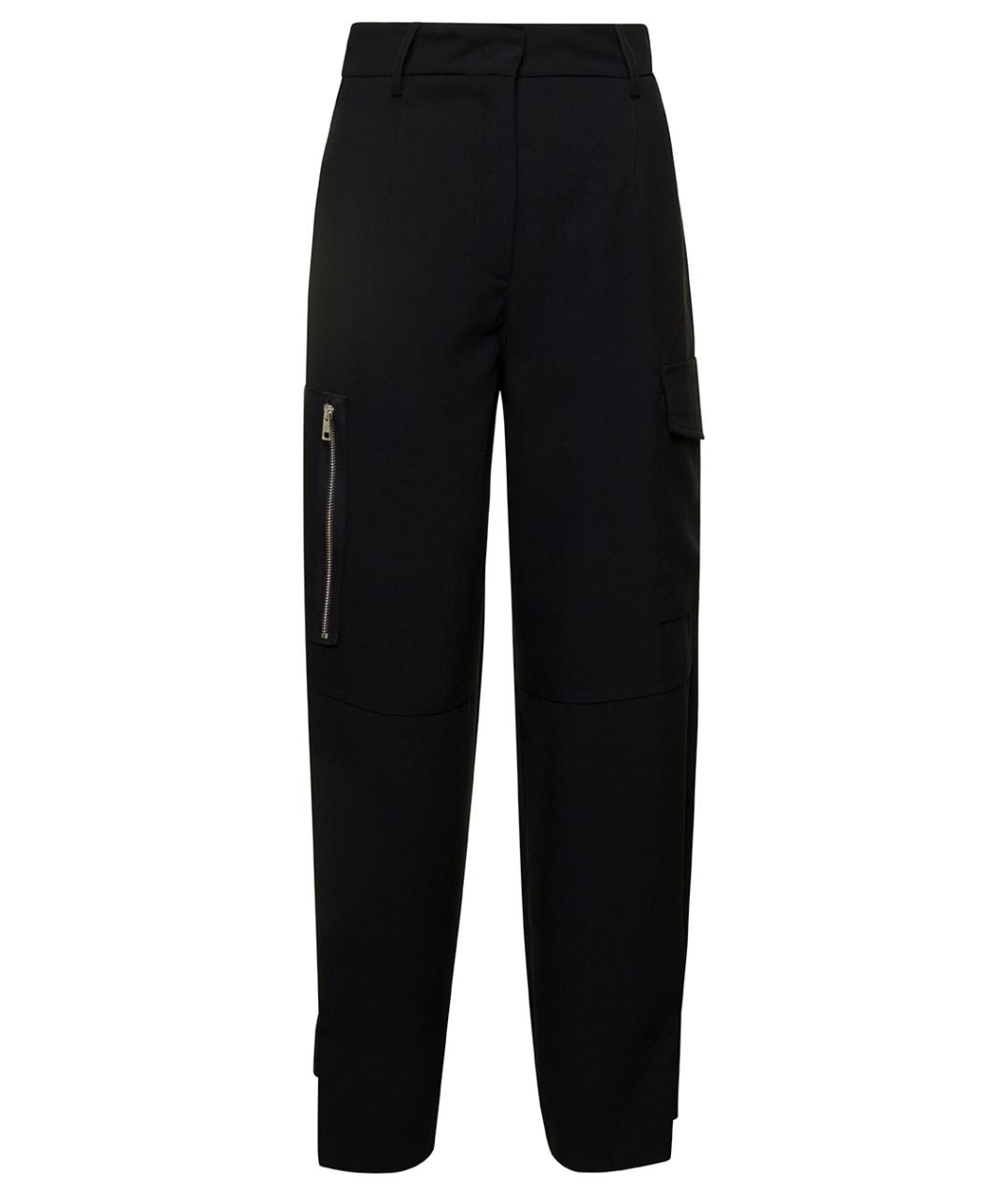 PLAIN Черные полиэстеровые прямые брюки, фото 1