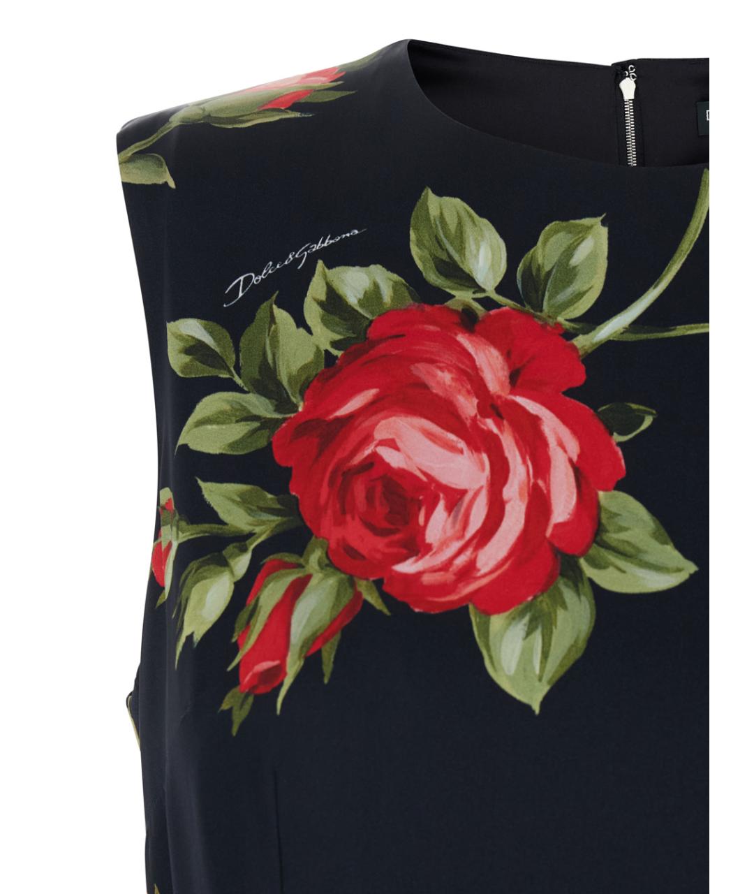 DOLCE&GABBANA Черное шелковое повседневное платье, фото 3