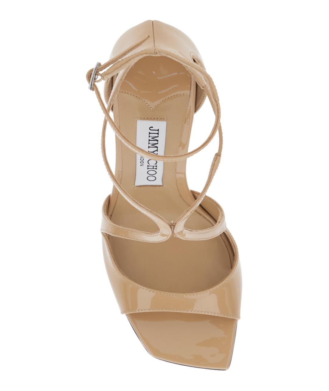 JIMMY CHOO Бежевые кожаные босоножки, фото 4