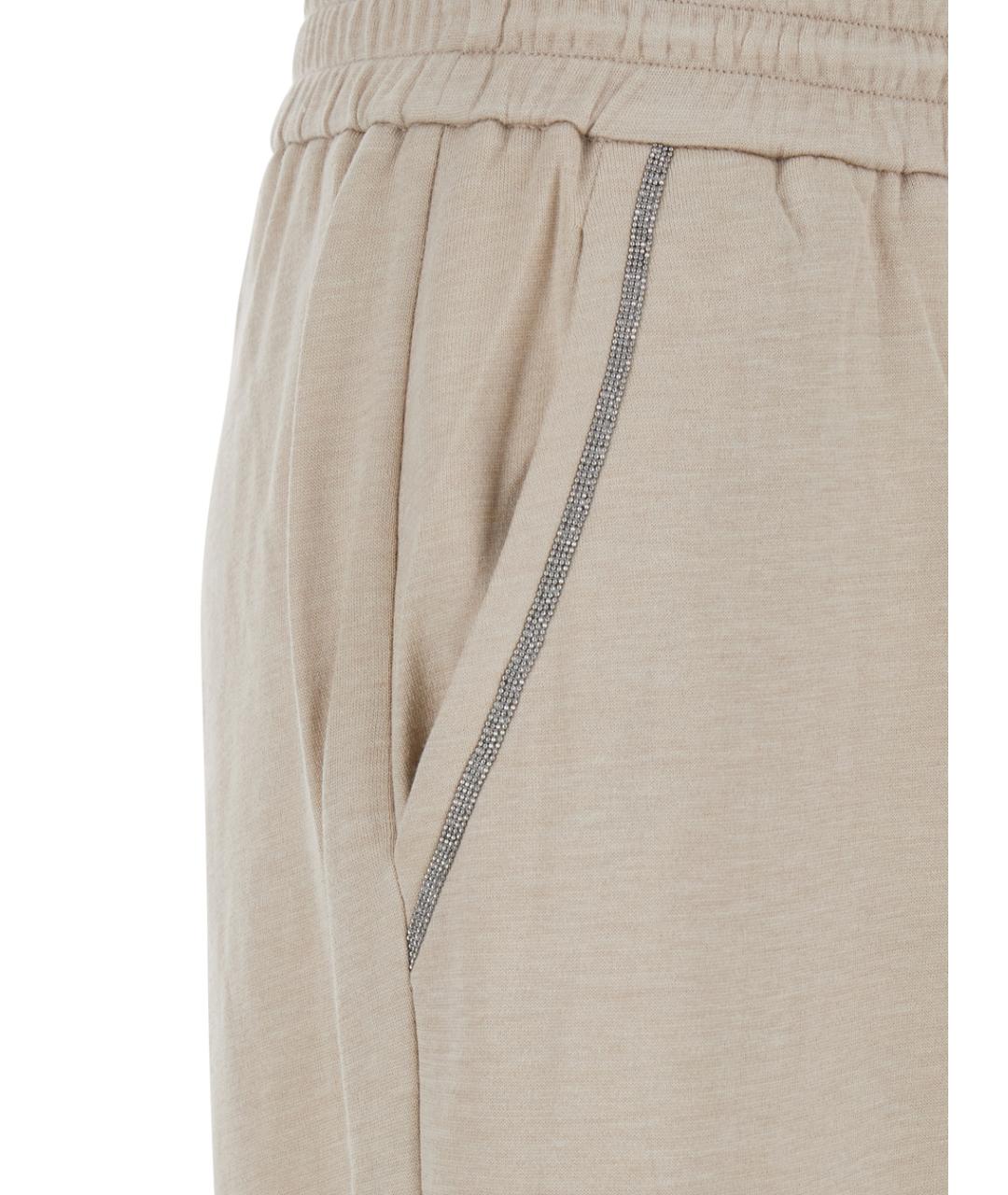 BRUNELLO CUCINELLI Бежевые хлопковые прямые брюки, фото 3