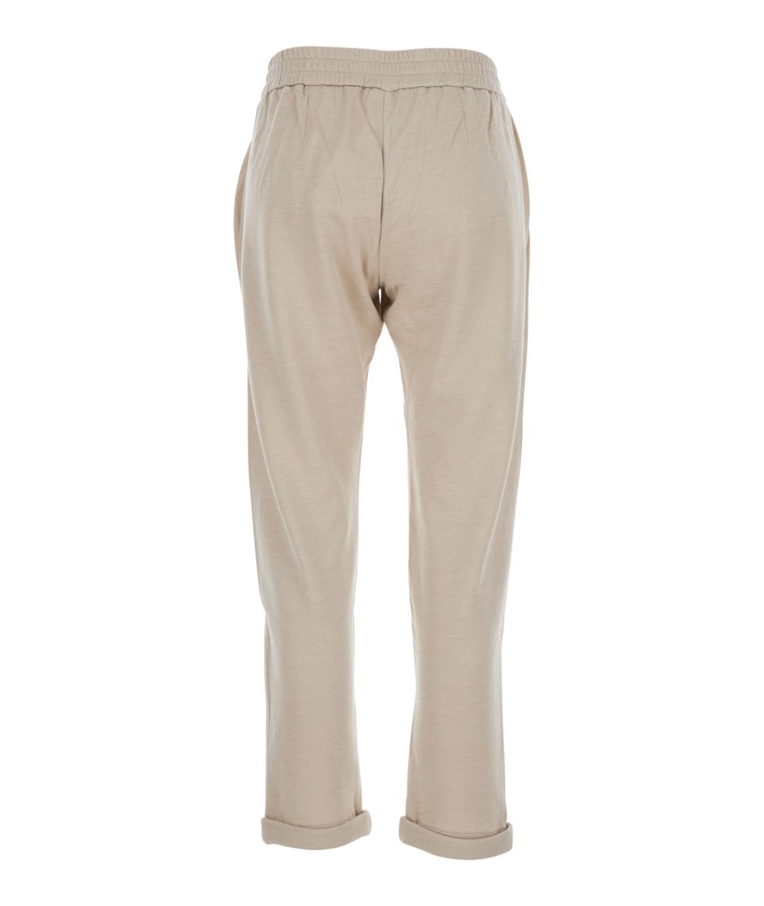 BRUNELLO CUCINELLI Бежевые хлопковые прямые брюки, фото 2