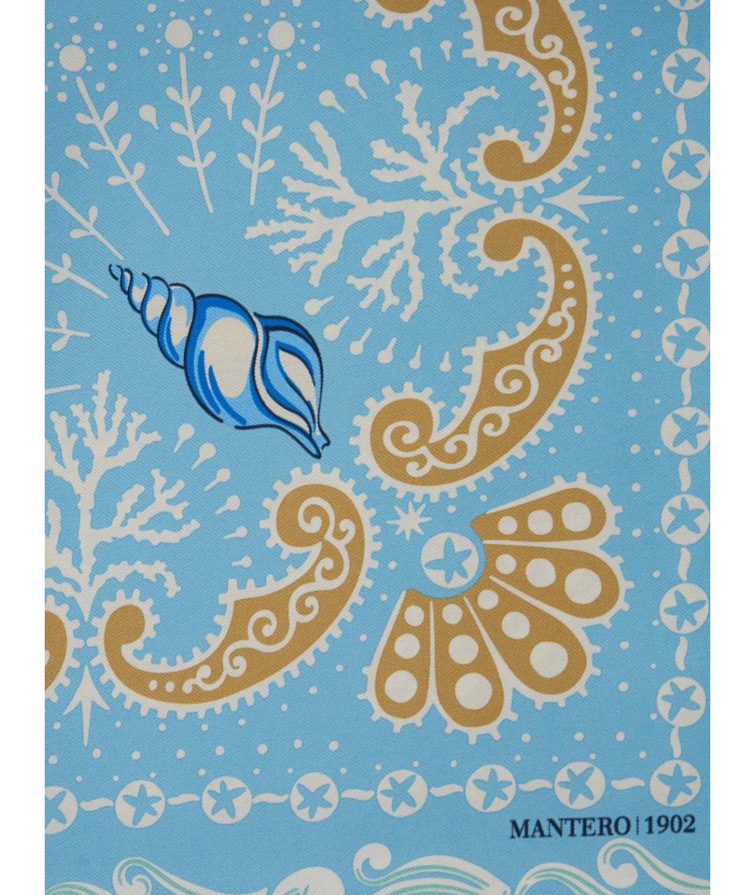 MANTERO 1902 Голубой шелковый шарф, фото 3