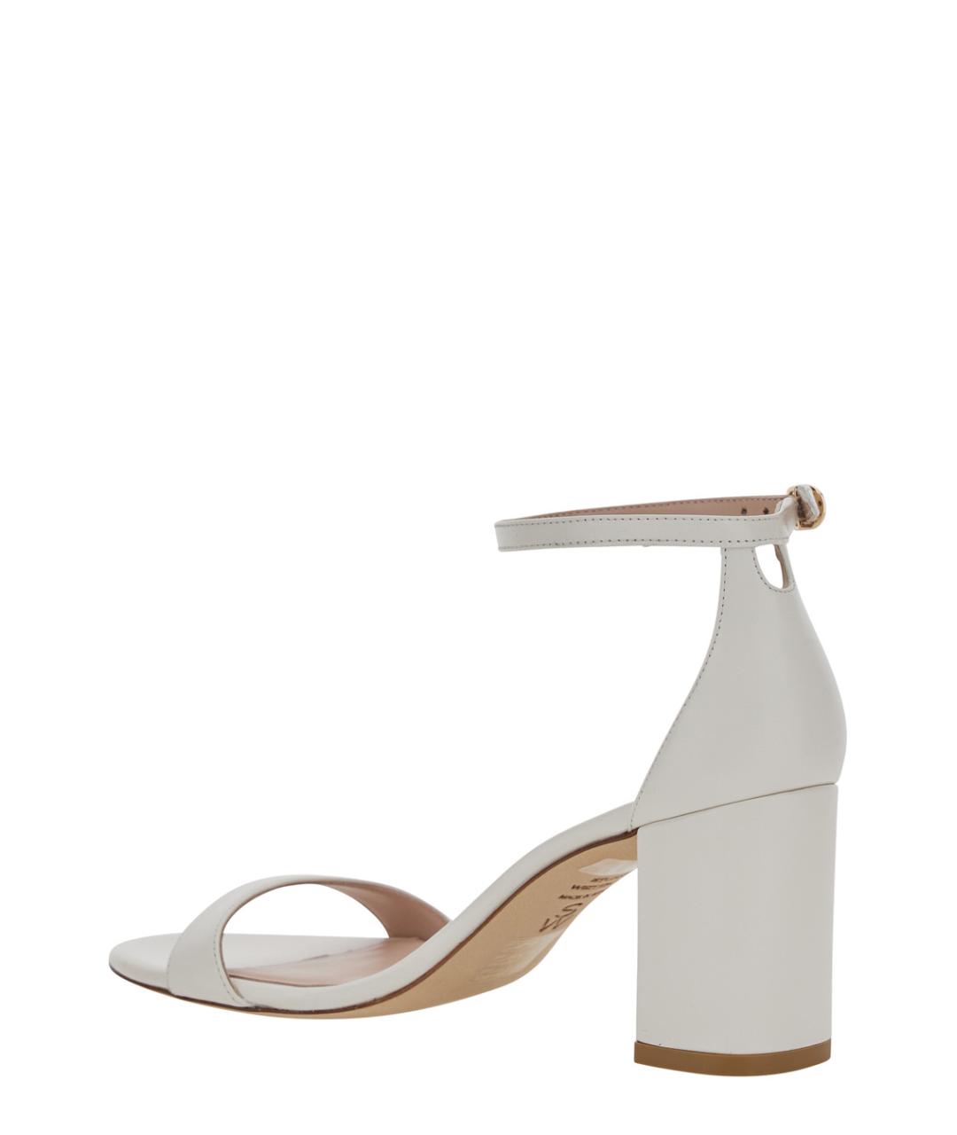 STUART WEITZMAN Белые кожаные босоножки, фото 3