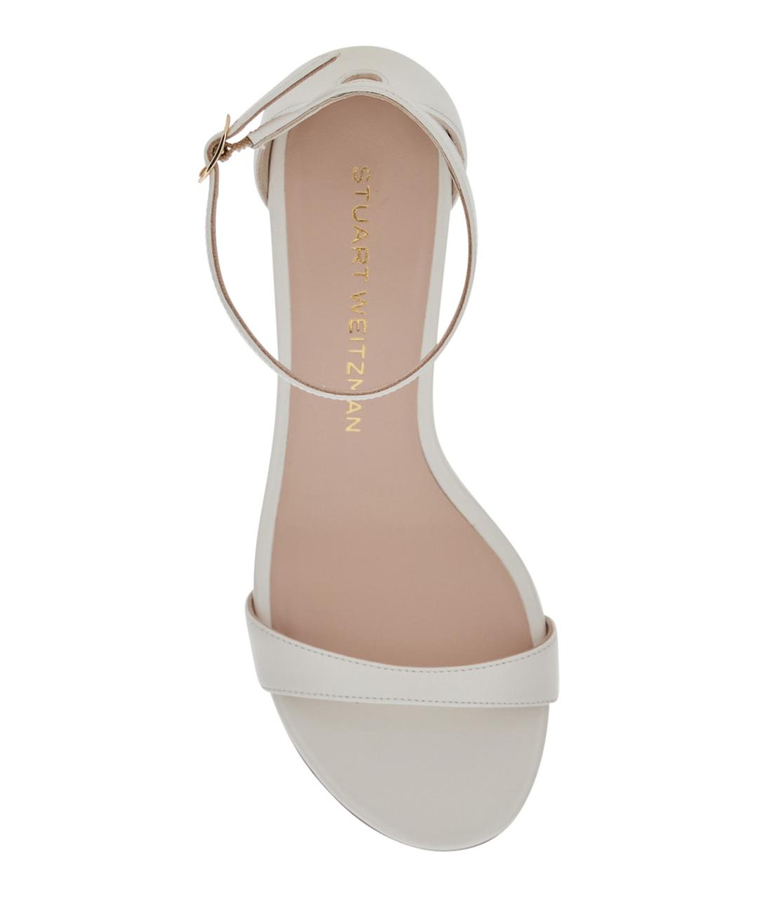 STUART WEITZMAN Белые кожаные босоножки, фото 4