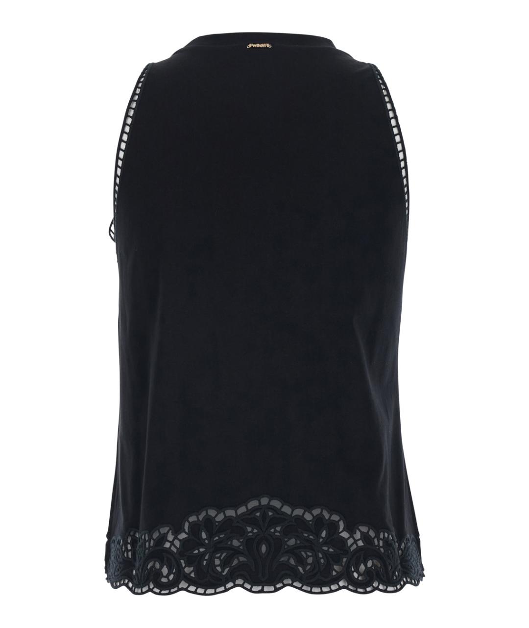 TWIN-SET Черная хлопковая майка, фото 2