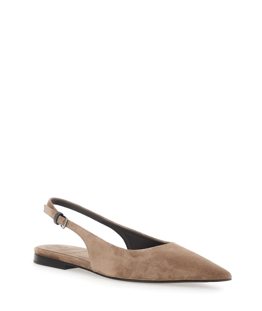 BRUNELLO CUCINELLI Коричневые замшевые балетки, фото 2