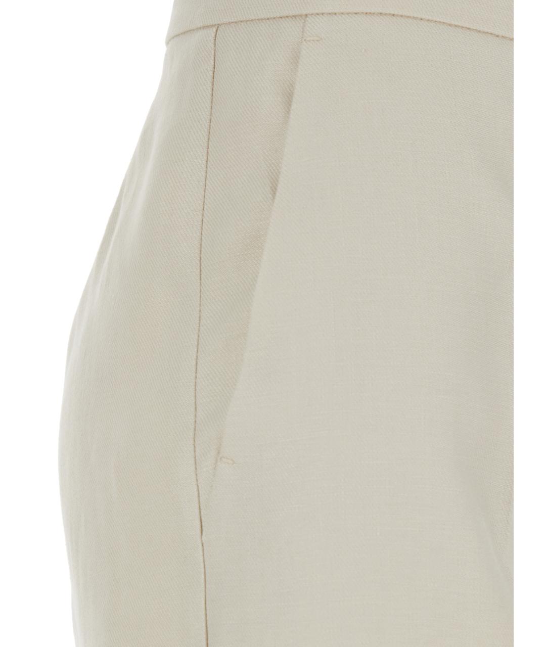 MAX MARA Бежевые льняные прямые брюки, фото 3