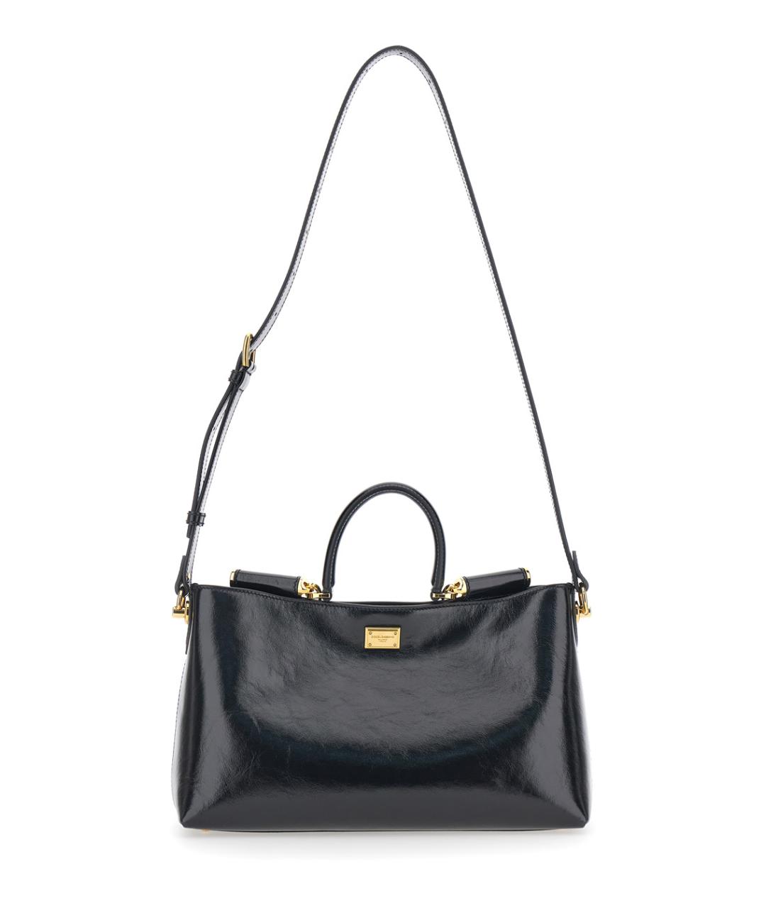 DOLCE&GABBANA Черная кожаная сумка тоут, фото 1