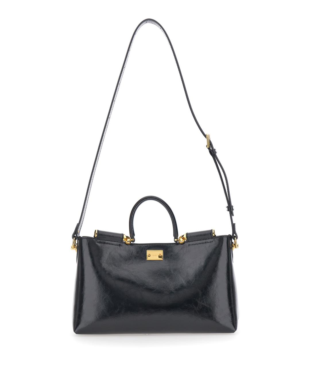DOLCE&GABBANA Черная кожаная сумка тоут, фото 2