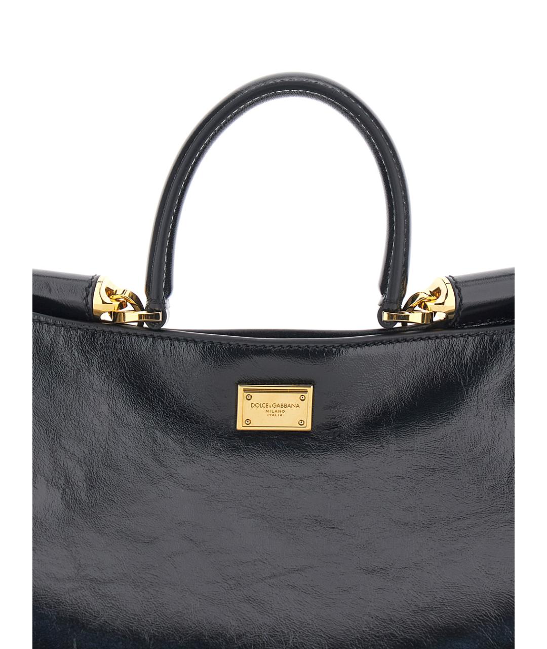 DOLCE&GABBANA Черная кожаная сумка тоут, фото 3