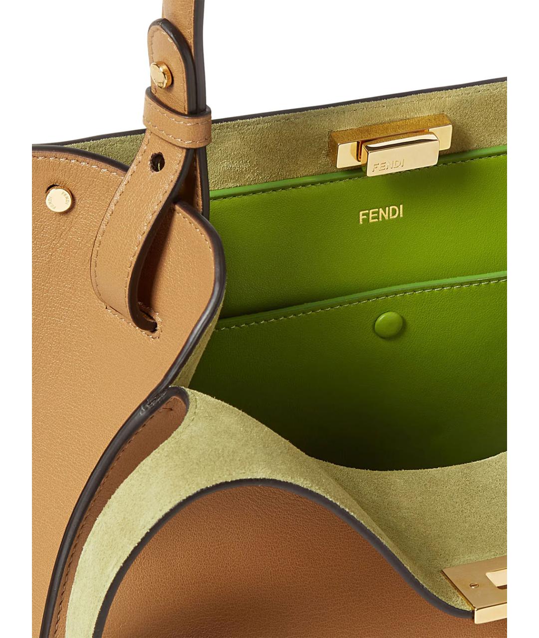 FENDI Бежевая кожаная сумка тоут, фото 3