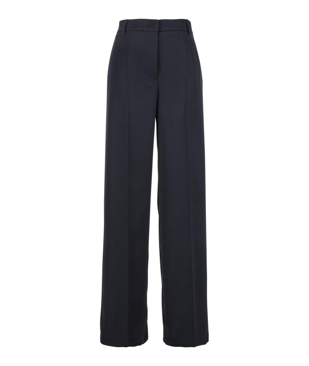 PLAIN Синие полиэстеровые прямые брюки, фото 1