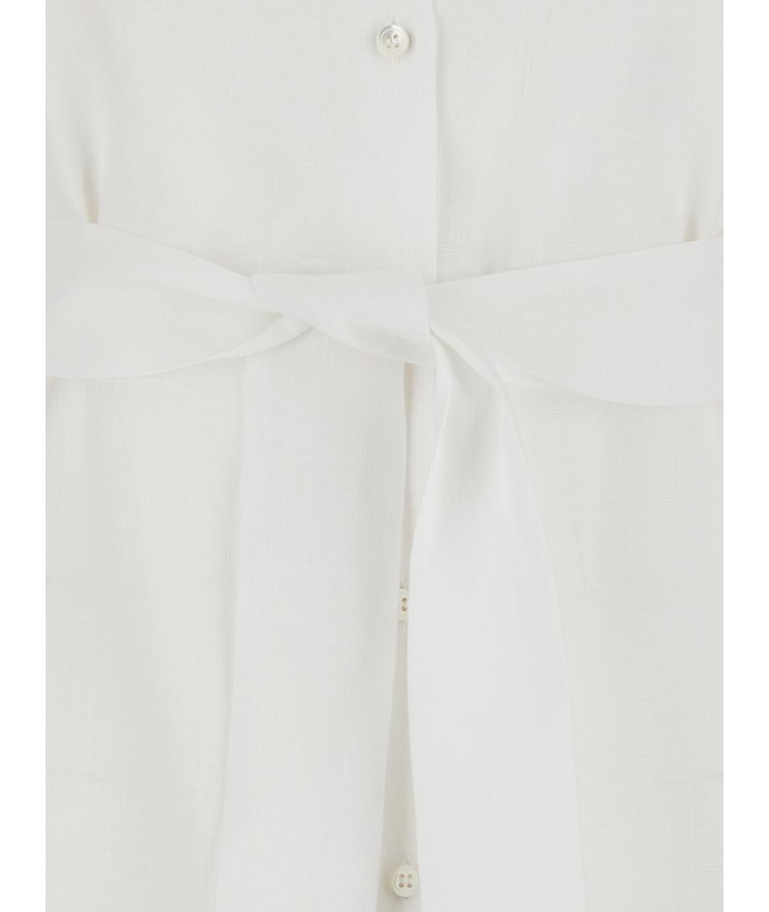 PLAIN Белое льняное повседневное платье, фото 3