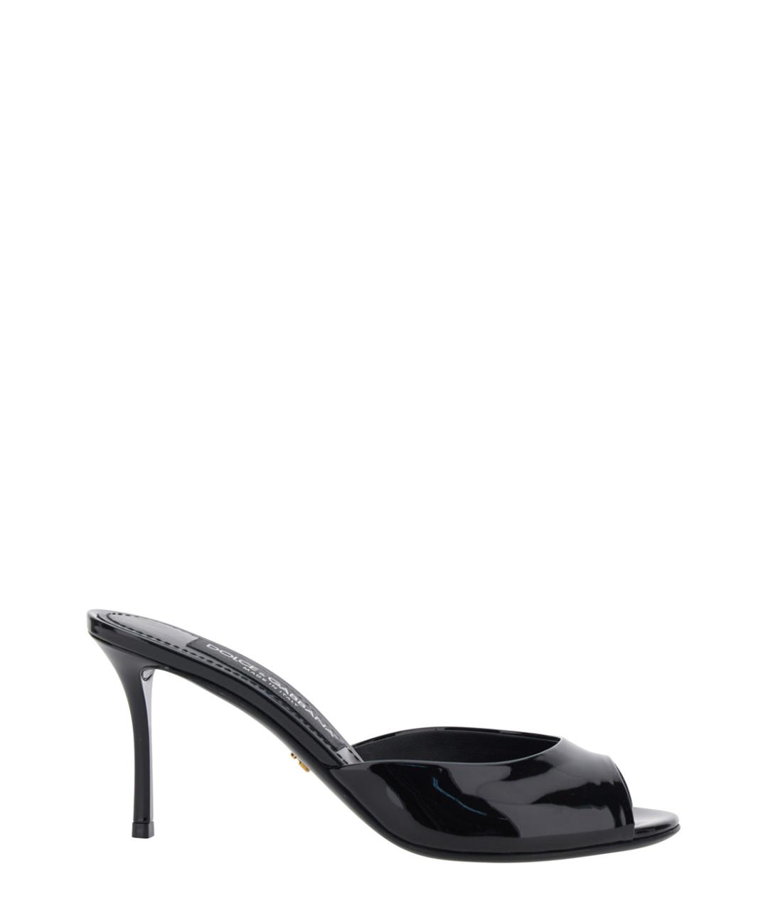 DOLCE&GABBANA Черные кожаные мюли, фото 1