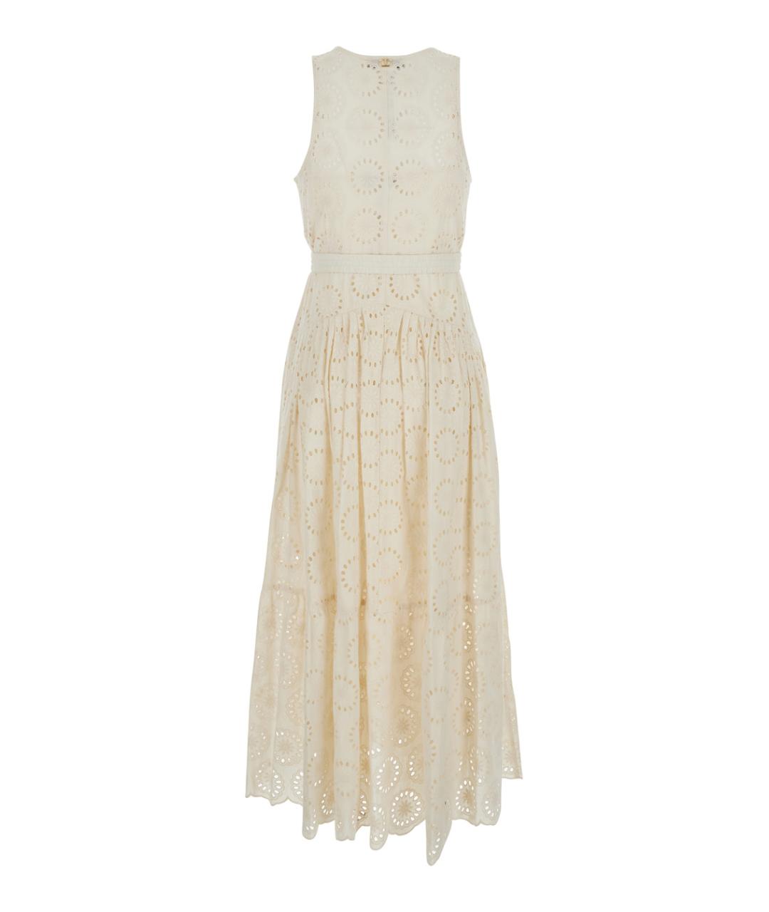 TWIN-SET Белое хлопковое повседневное платье, фото 2