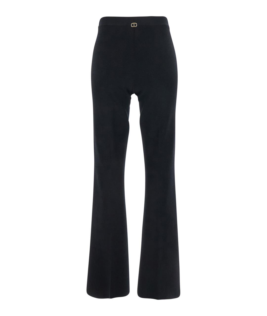 TWIN-SET Черные вискозные прямые брюки, фото 2