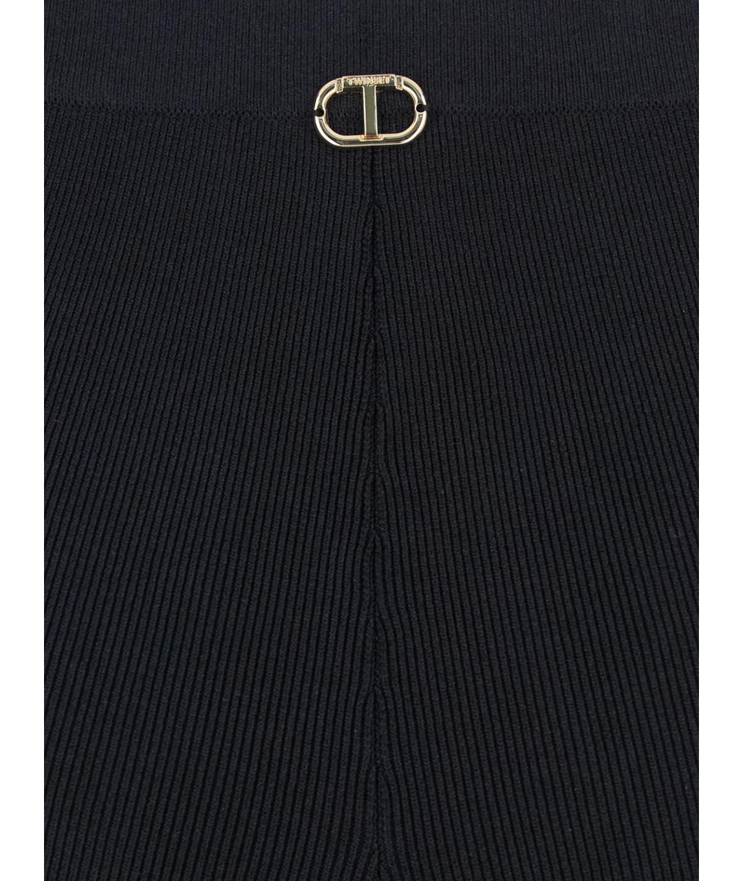 TWIN-SET Черные вискозные прямые брюки, фото 3