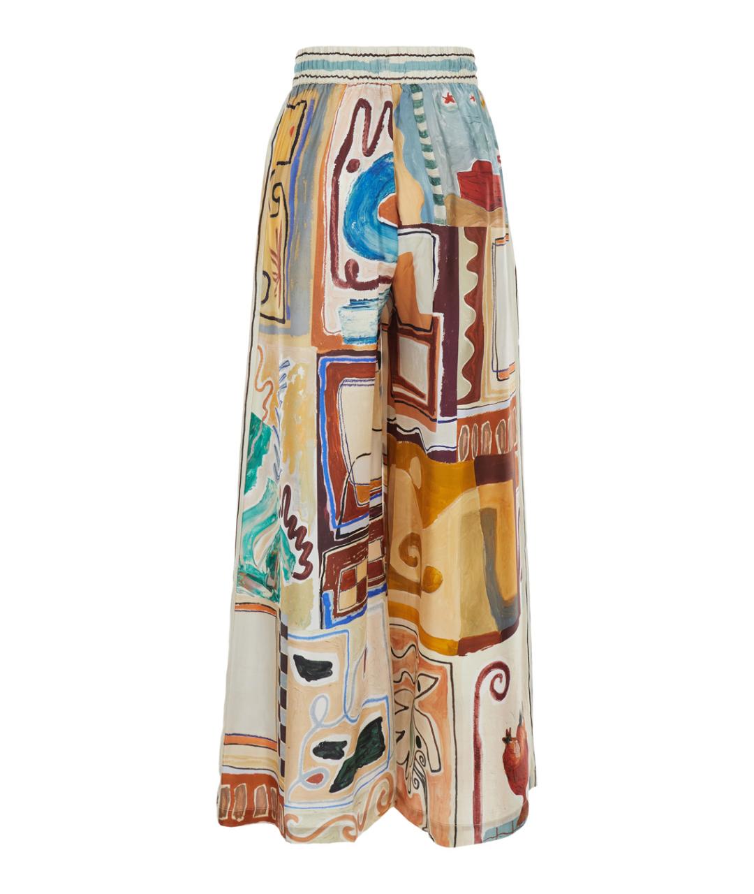 Alemais Мульти шелковые прямые брюки, фото 2