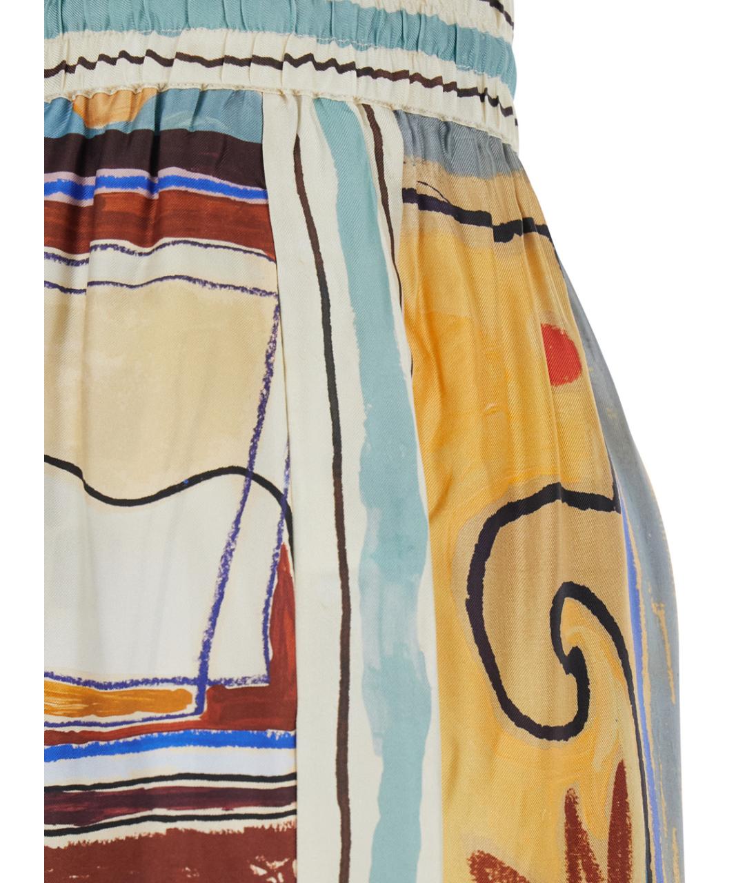 Alemais Мульти шелковые прямые брюки, фото 3