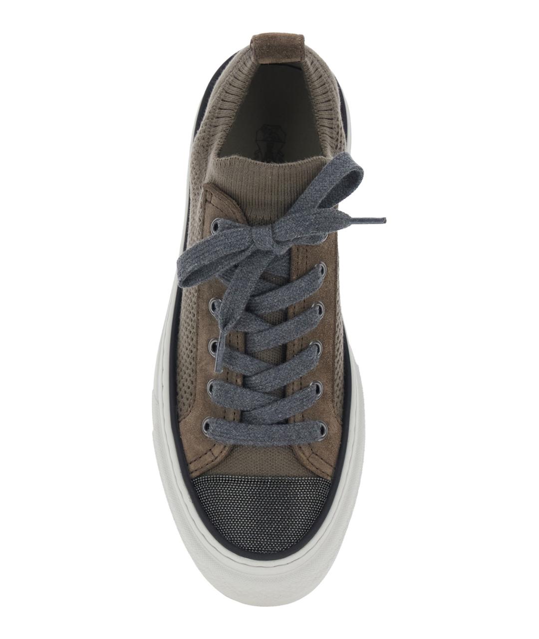BRUNELLO CUCINELLI Коричневые текстильные кроссовки, фото 4