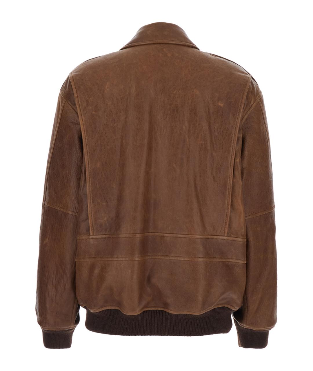 SAINT LAURENT Коричневая кожаная куртка, фото 2