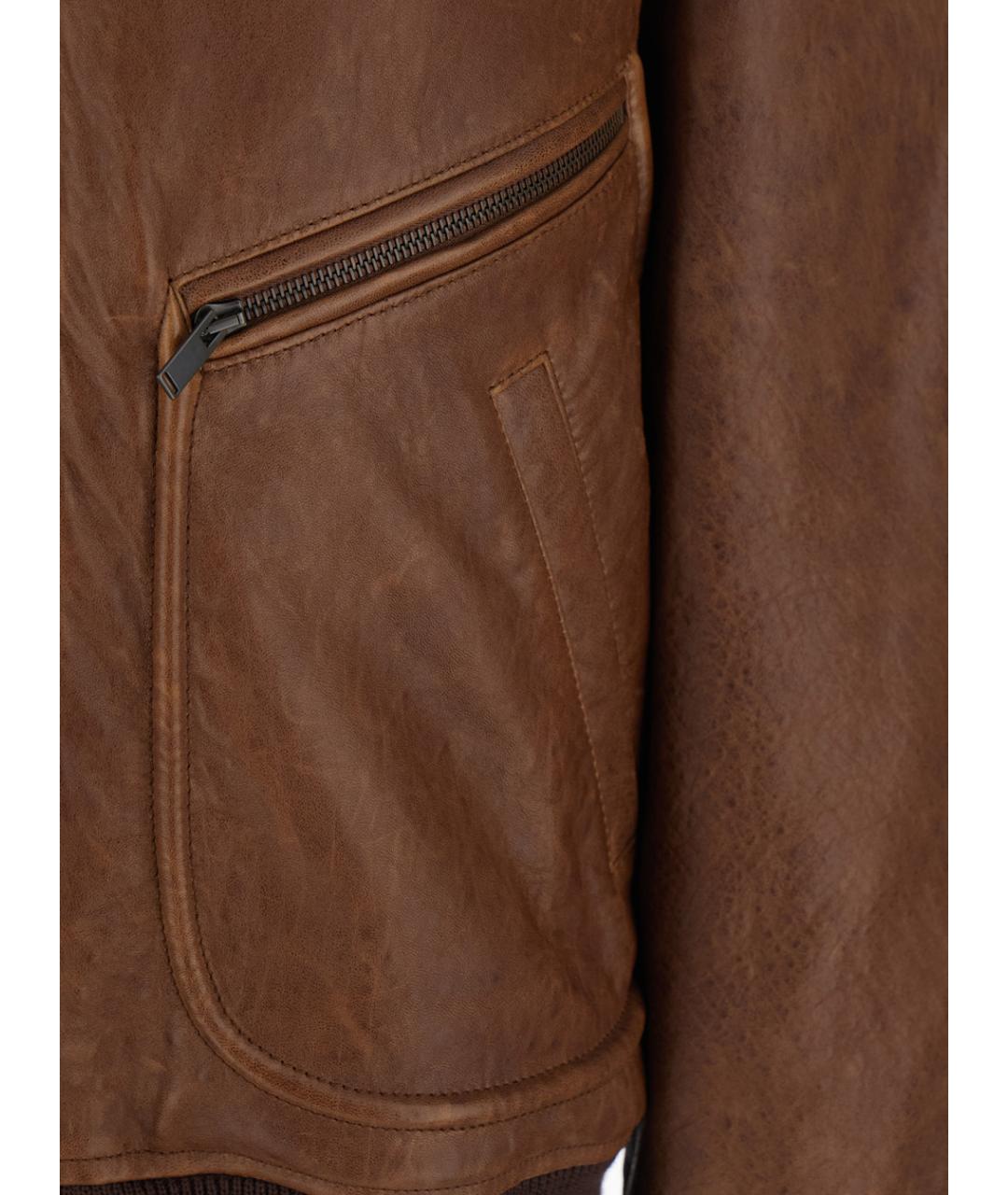 SAINT LAURENT Коричневая кожаная куртка, фото 3