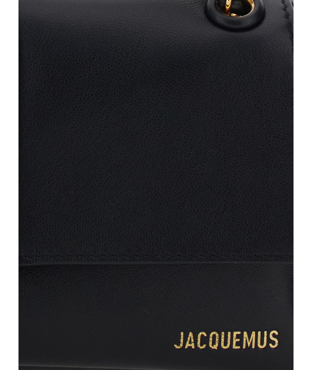 JACQUEMUS Черная кожаная сумка через плечо, фото 3