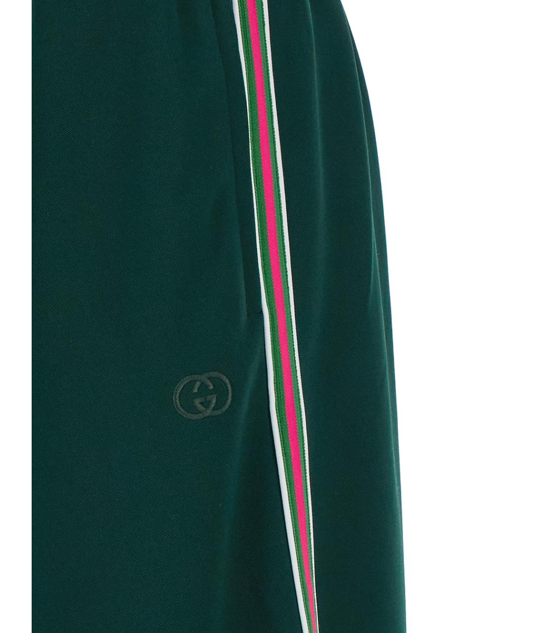 GUCCI Зеленые полиэстеровые прямые брюки, фото 3