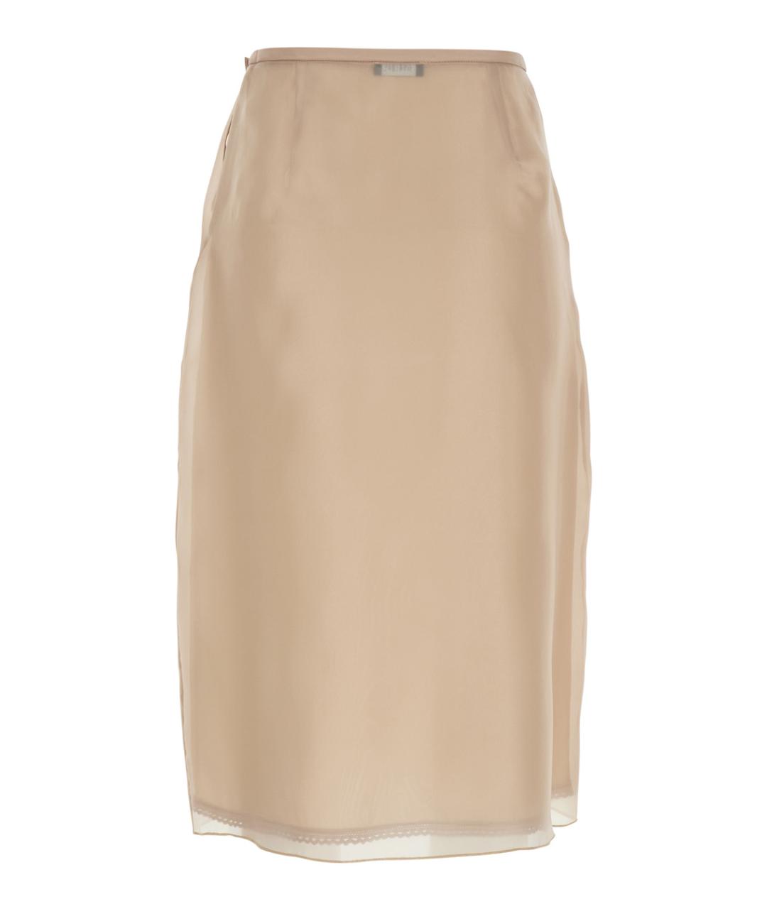 PLAIN Бежевая полиэстеровая юбка миди, фото 2