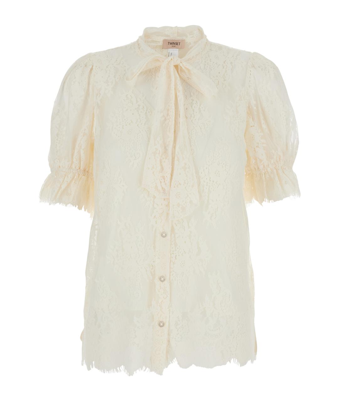 TWIN-SET Белая хлопковая рубашка, фото 1