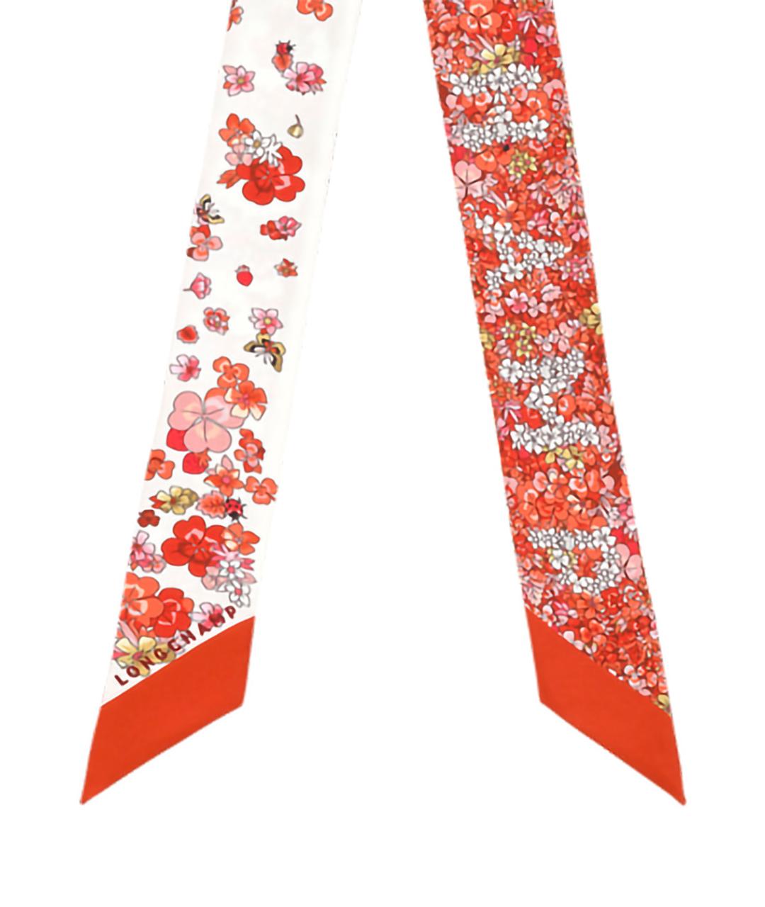 LONGCHAMP Красный шелковый шарф, фото 2