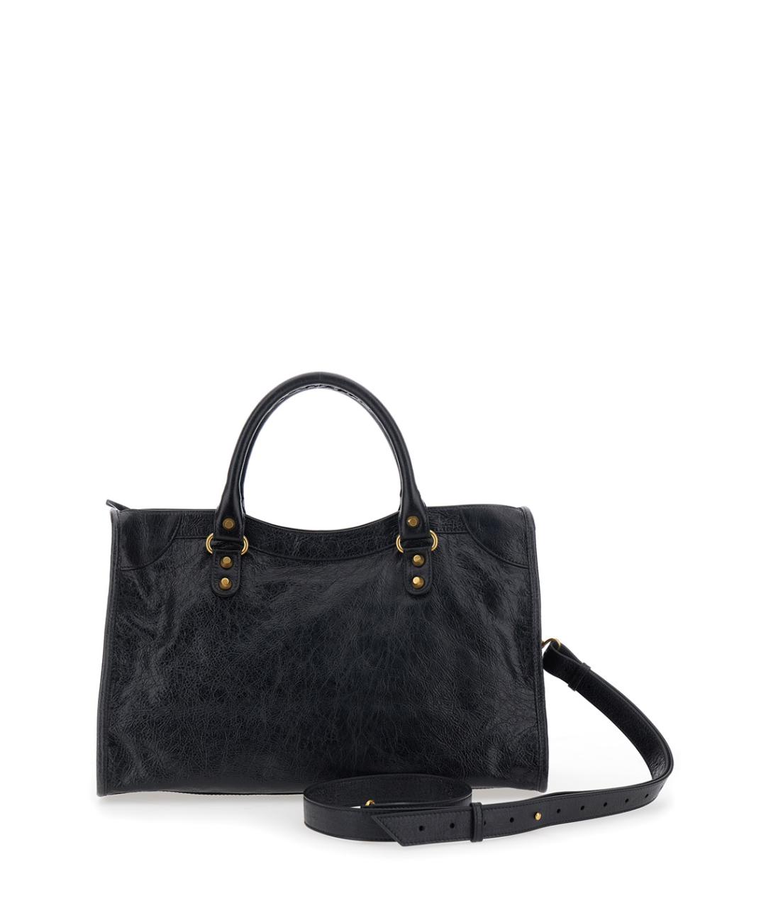 BALENCIAGA Черная кожаная сумка тоут, фото 2