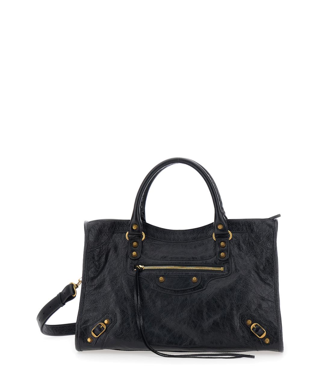 BALENCIAGA Черная кожаная сумка тоут, фото 1