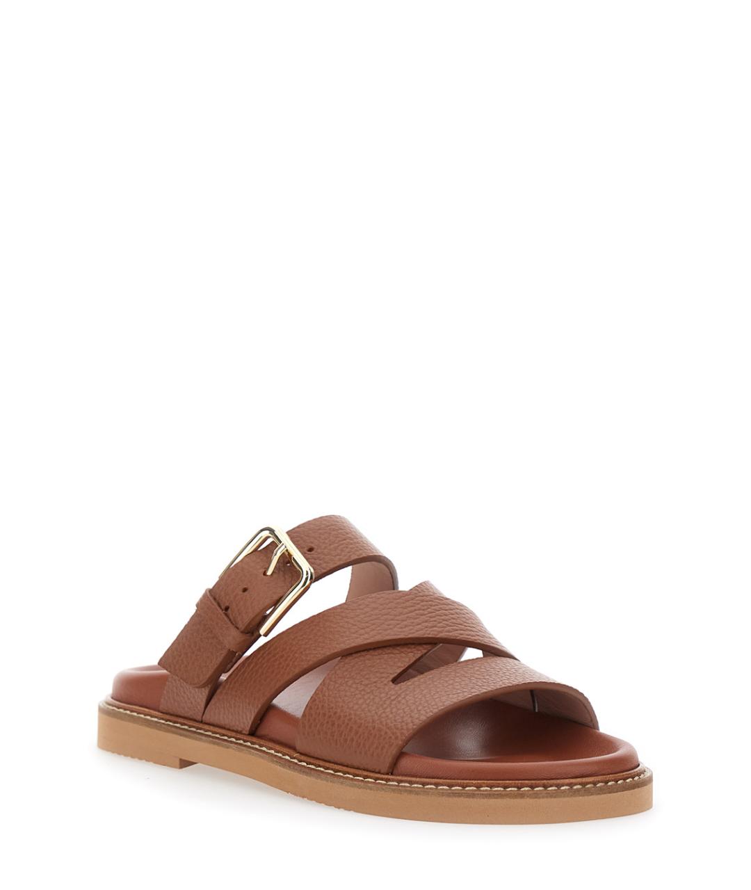 POLLINI Коричневые кожаные сандалии, фото 2