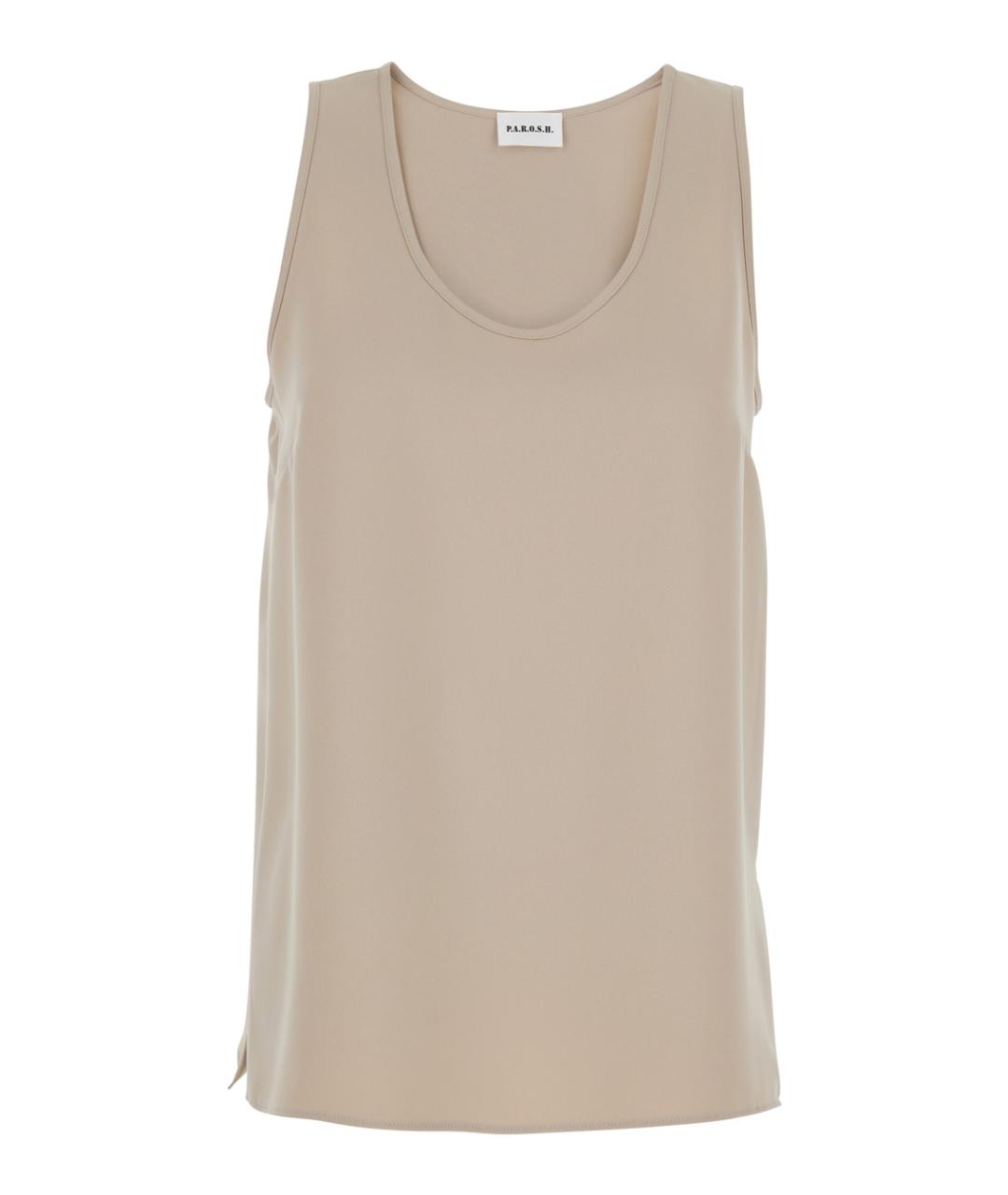 P.A.R.O.S.H. Бежевая полиэстеровая майка, фото 1