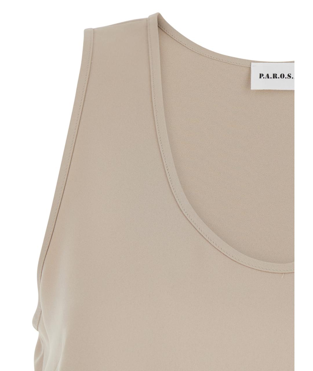P.A.R.O.S.H. Бежевая полиэстеровая майка, фото 3