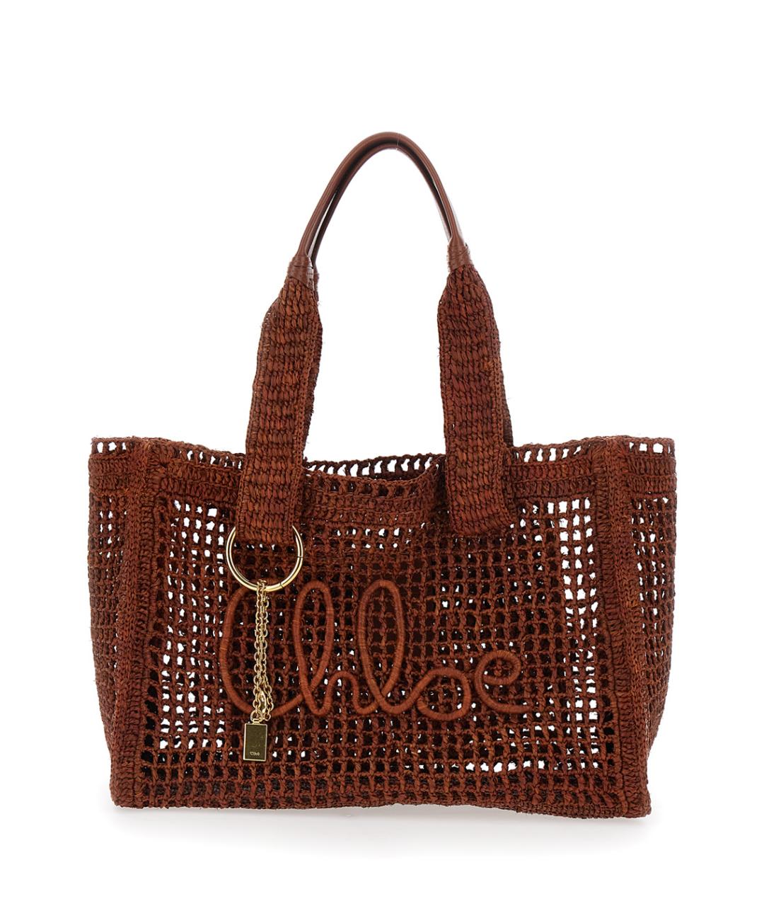 CHLOE Коричневая пелетеная сумка тоут, фото 1