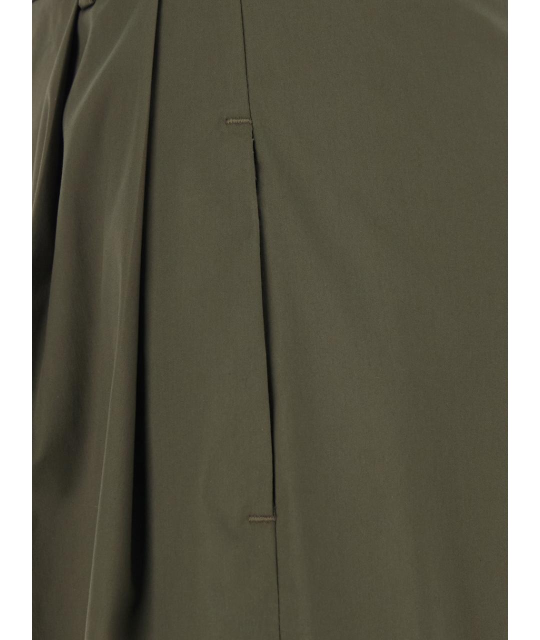 PLAIN Зеленые хлопковые прямые брюки, фото 3