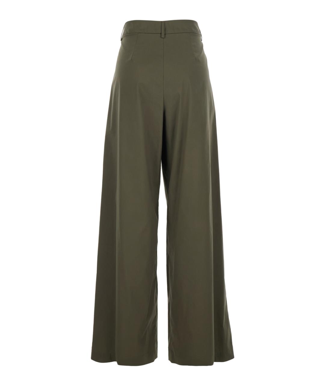 PLAIN Зеленые хлопковые прямые брюки, фото 2