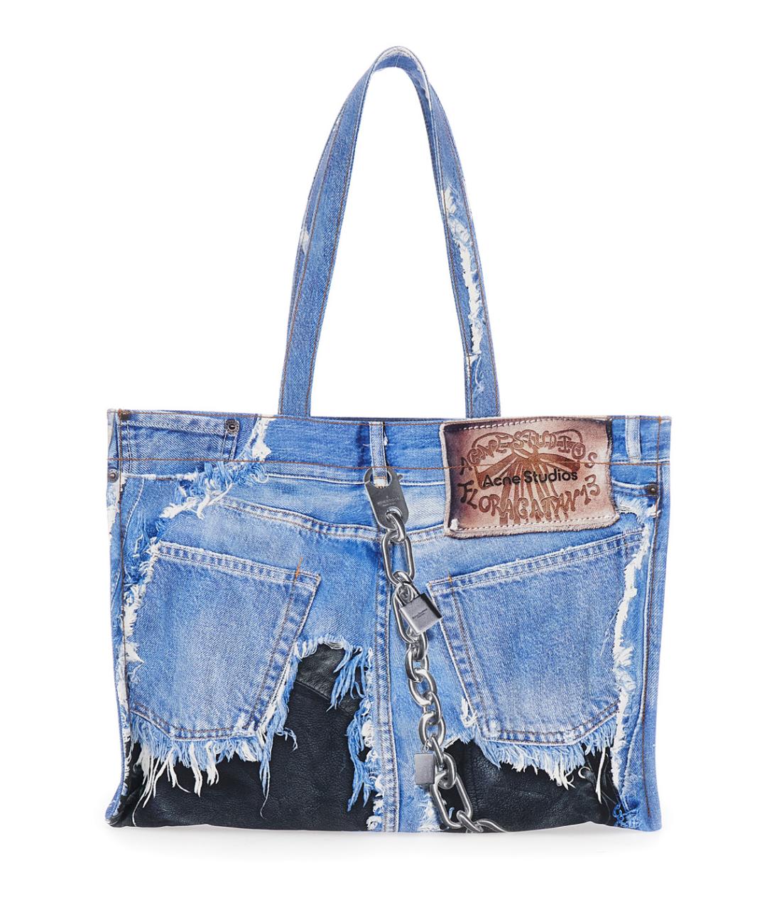 ACNE STUDIOS Синяя хлопковая сумка тоут, фото 2