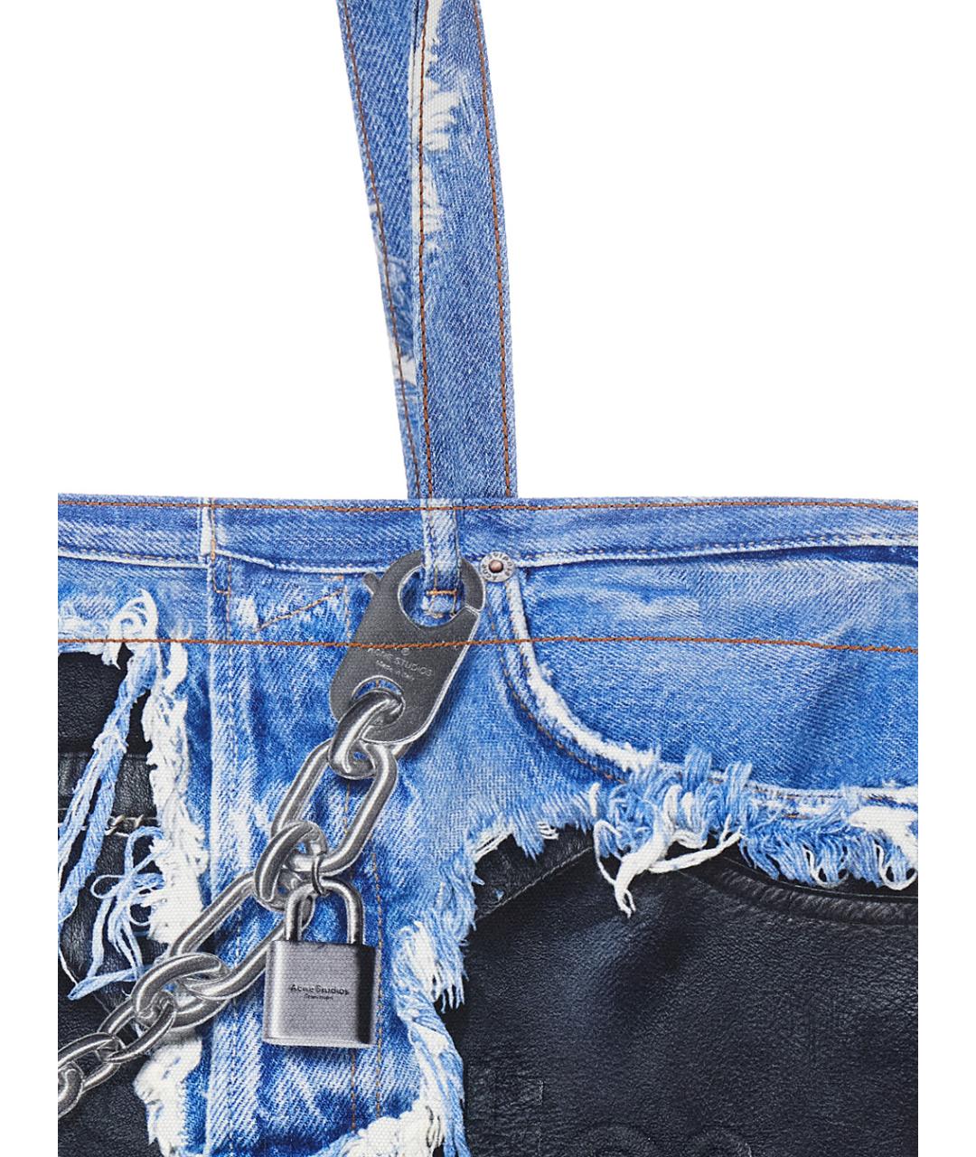 ACNE STUDIOS Синяя хлопковая сумка тоут, фото 3